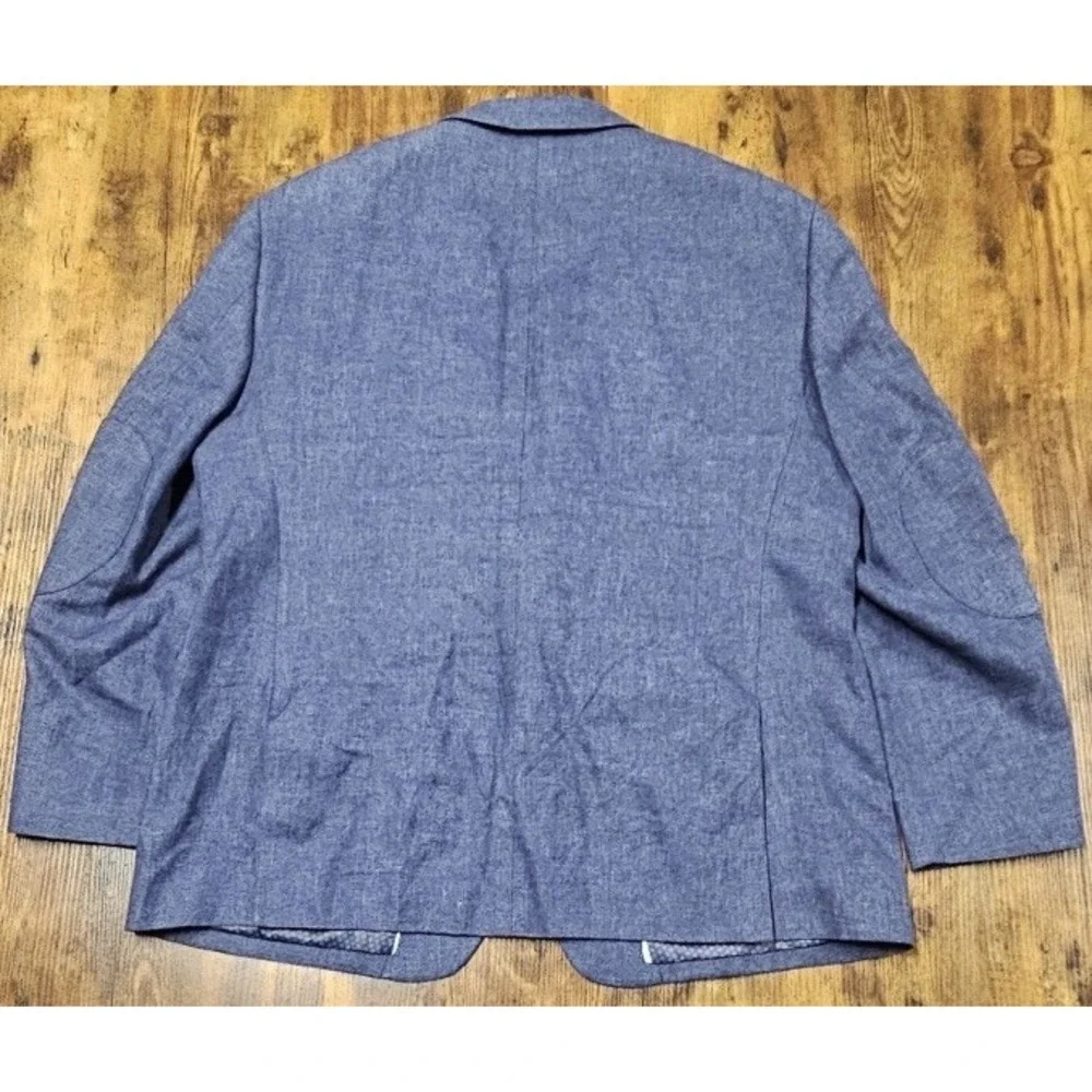 Joseph Abboud Comero Linen Wool Knit Blazer Men's 46 Short Dark Blue Sport Coat